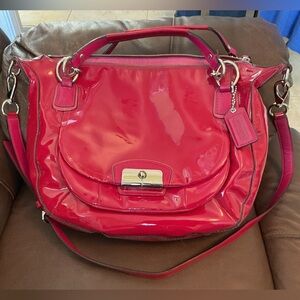 Kristin Patent Leather Round Satchel Crossbody 19297 Raspberry by Coach